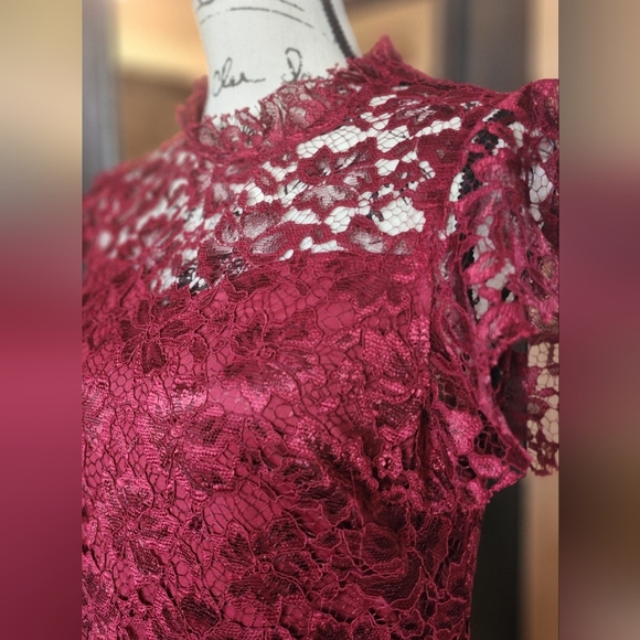 Enfocus Studio Red Lace Midi Dress - Picture 6 of 9